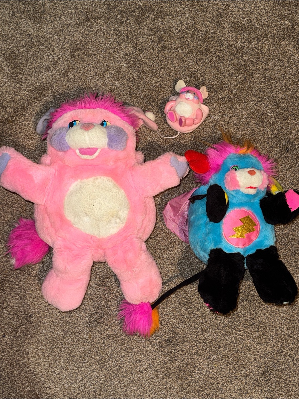 Vintage Popples Plush Toy Party Popple Punkster Pocket Popple 1980s Mattel